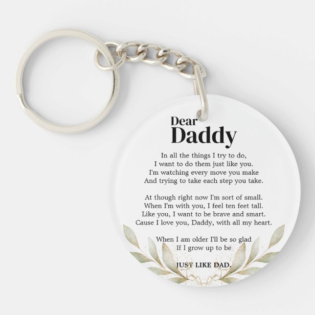 Soon to be Daddy Pregnancy Announcement Bump Poem Key Ring (Front)