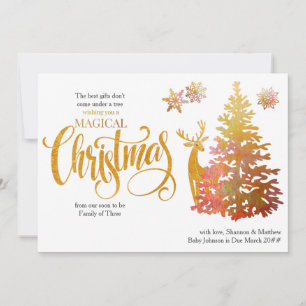 Soon to Be Family of 3 Christmas Tree Pregnancy Holiday Card