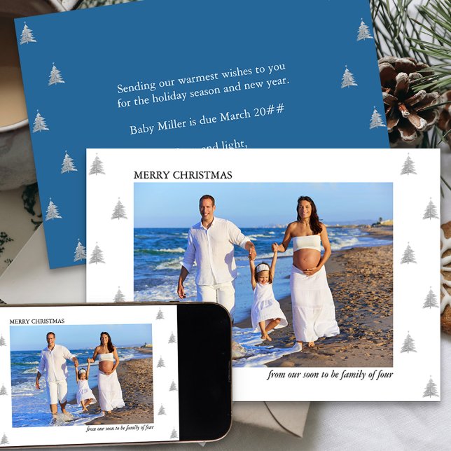 Soon to be Family of Four Photo Holiday Pregnancy Announcement (Holiday Card and Pregnancy Announcement from your soon to be family of four)