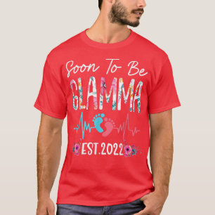 Soon To Be Glamma Est 2022 Funny Floral Mother's D T-Shirt
