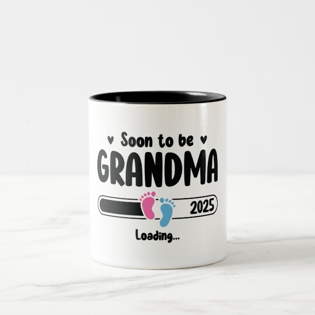 Soon To Be Grandma 2025 Two-Tone Coffee Mug (Center)