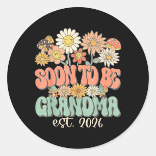 Soon To Be Grandma 2026 Wildflower Pregnancy Classic Round Sticker