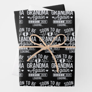 Soon to Be Grandma Again 2026 Loading Pregnancy  Wrapping Paper Sheet
