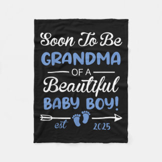 Soon To Be Grandma Of Beautiful Baby Boy Reveal  Fleece Blanket