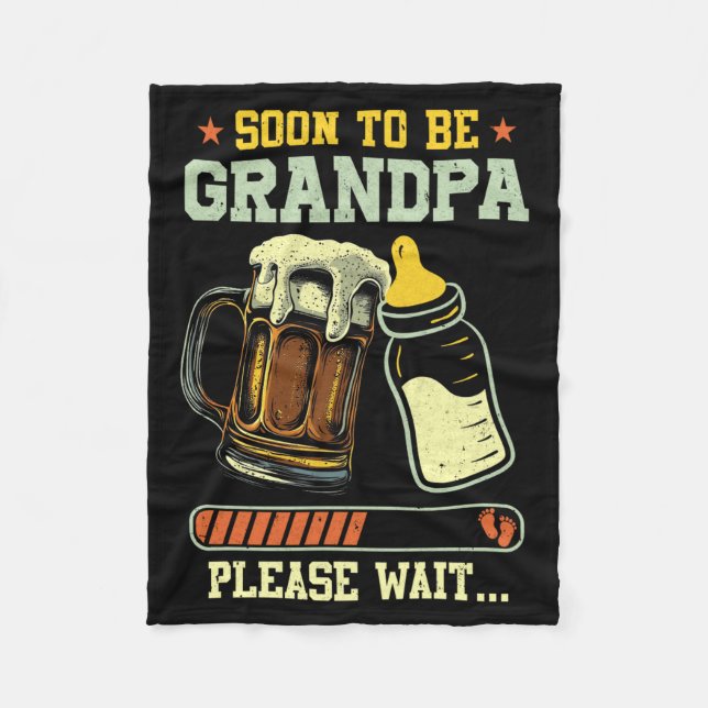Soon To Be Grandpa Est 2025 Pregnancy Announcement Fleece Blanket (Front)