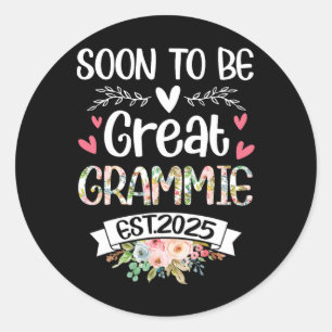 Soon To Be Great Grammie Est 2025 Floral Mother's Classic Round Sticker