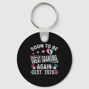 Soon To Be Great Grandma Again Est. 2026 Vintage G Key Ring