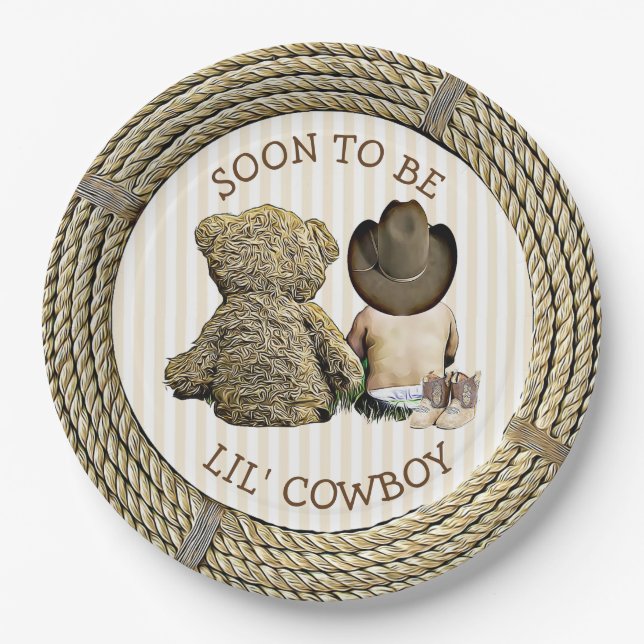 Soon to be Lil' Cowboy Baby Shower Cake Plates (Front)