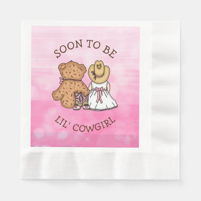 Soon to be Lil' Cowgirl | Girl's Baby Shower Napkin (Front)