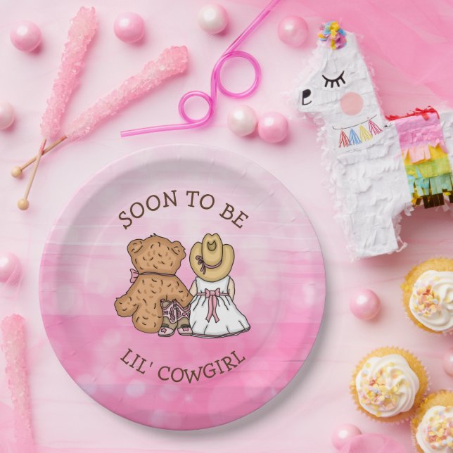 Soon to be Lil' Cowgirl | Girl's Baby Shower Paper Plate (Party)