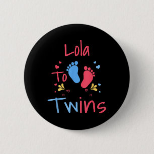 Soon To Be Lola To Twins Cute Girl Boy Vintage Xma 6 Cm Round Badge