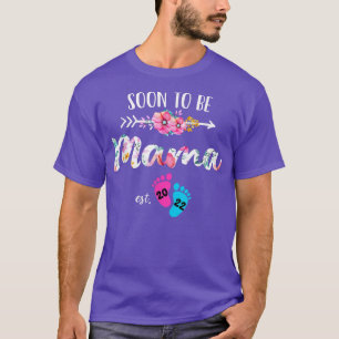 Soon To Be Mama Est 2022 Floral New Grandma Mother T-Shirt