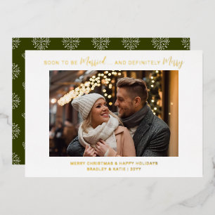 Soon to Be Married Definitely Merry Gold Foil Holiday Card