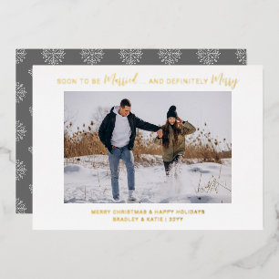 Soon To Be Married Engaged Merry Wedding Christmas Foil Holiday Card