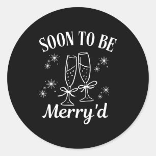 Soon To Be Merry'd Christmas Couple Engagement Classic Round Sticker
