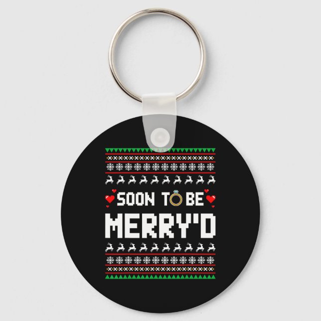 Soon To Be Merry'd Christmas Engaged Couple Matchi Key Ring (Front)