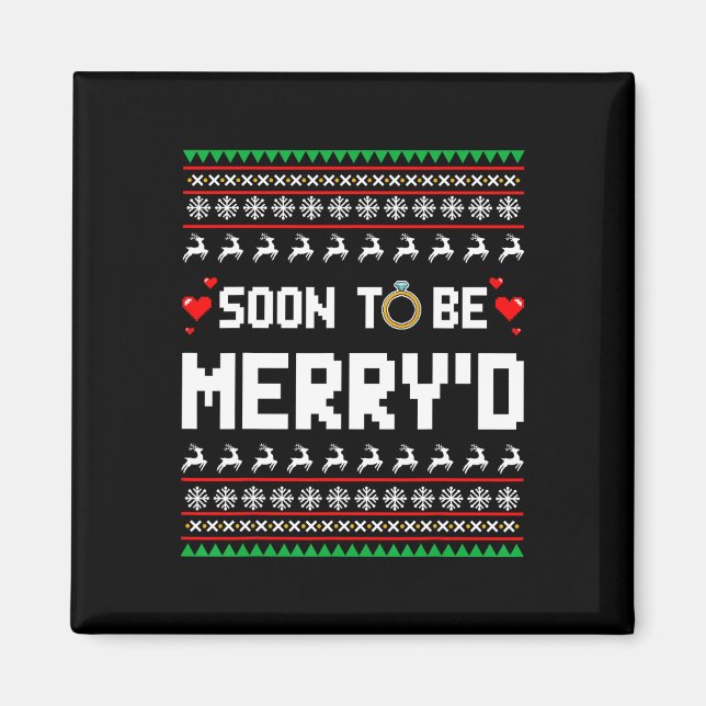 Soon To Be Merry'd Christmas Engaged Couple Matchi Magnet (Front)