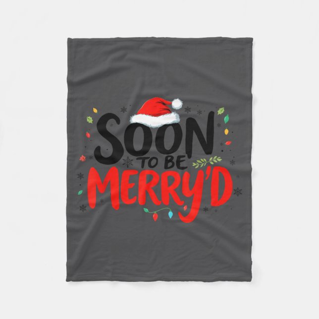 Soon To Be Merry'd Christmas Engaged Fiance Santa  Fleece Blanket (Front)