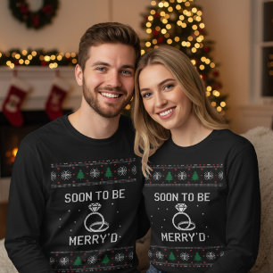 Soon To Be Merry'd Engagement Christmas Matching T-Shirt