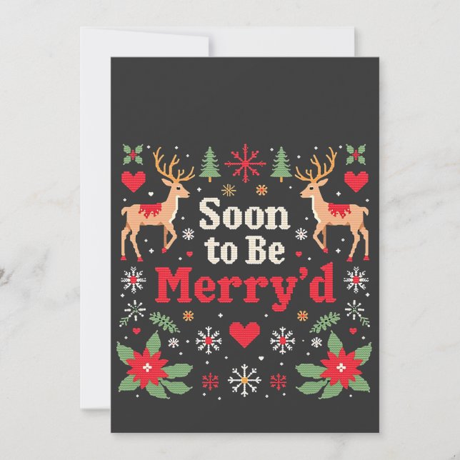 Soon to Be Merry'd Funny Christmas Couples  Save The Date (Front)