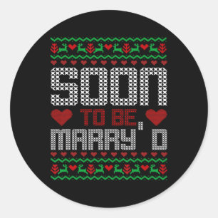 Soon To Be Merry'd Married Christmas Bride And Gro Classic Round Sticker