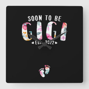 Soon To Be Mommy Est 2022 Pregnancy Announcement Square Wall Clock