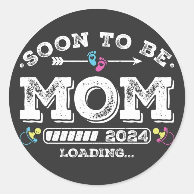 Soon to Be Mum 2024 Loading Classic Round Sticker (Front)