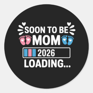 Soon To Be Mum 2026 Loading Pregnancy Announcement Classic Round Sticker