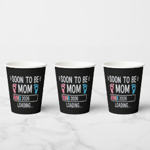 Soon to Be Mum 2026 Loading Pregnancy Announcement Paper Cups