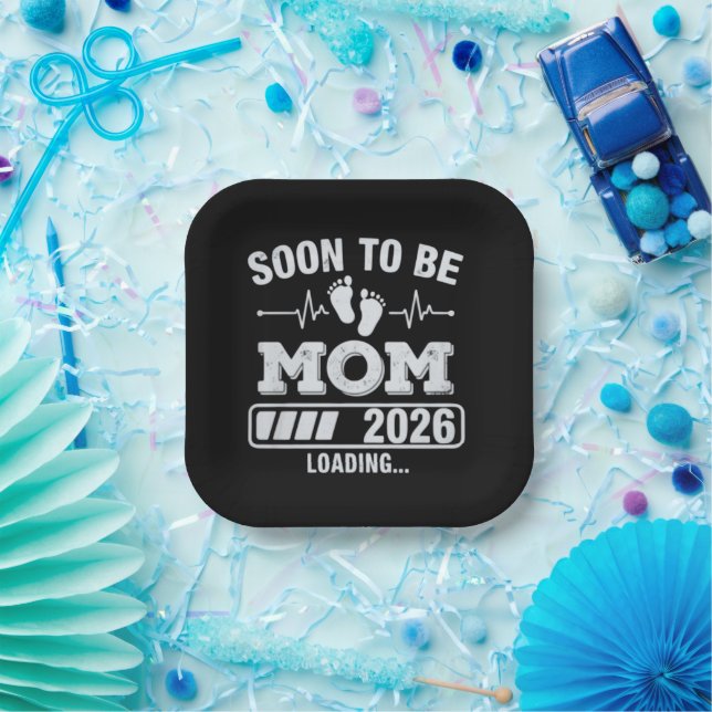 Soon to Be Mum 2026 Loading Pregnancy Announcement Paper Plate (Party)
