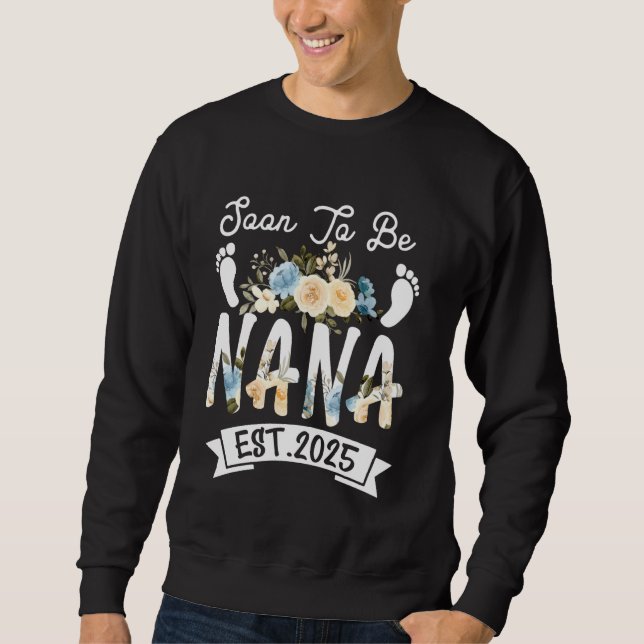 Soon To Be Nana est 2025 Cute Twin Family Flower M Sweatshirt (Front)