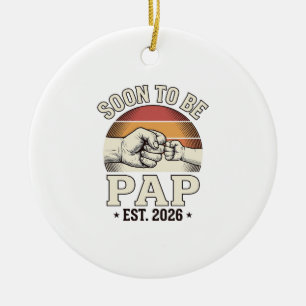 Soon to Be Pap 2026 Vintage Baby Fist Bump Design_ Ceramic Ornament
