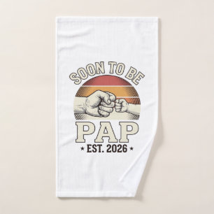 Soon to Be Pap 2026 Vintage Baby Fist Bump Design_ Hand Towel
