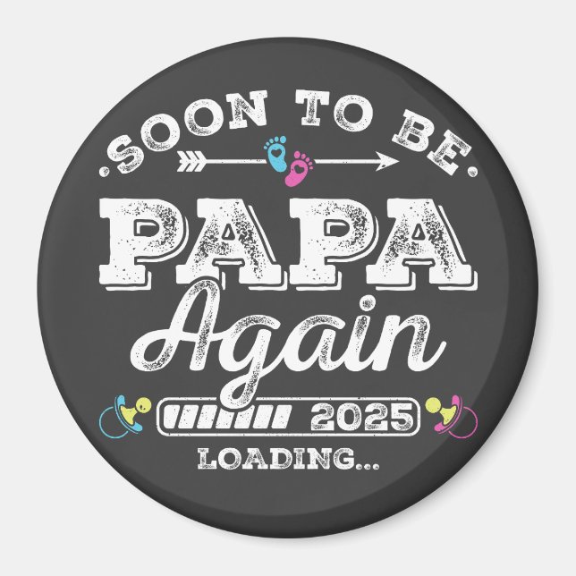 Soon to Be Papa Again 2025 Loading Circle Magnet (Front)