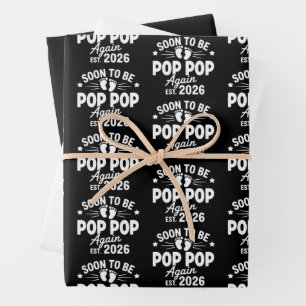 Soon To Be Pop Pop Again est. 2026 Pregnancy Wrapping Paper Sheet