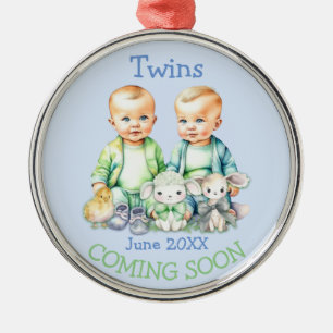 Soon To Be Twins Coming Soon Announcement Metal Ornament