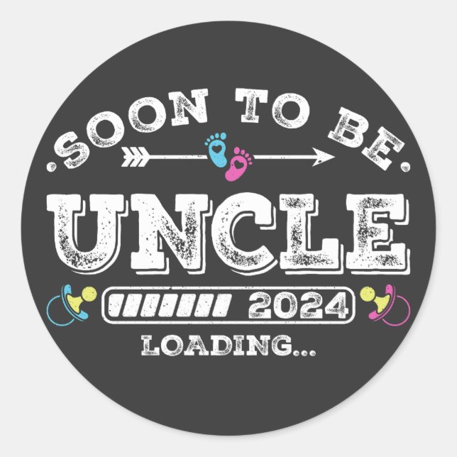 Soon to Be Uncle 2024 Loading Classic Round Sticker (Front)
