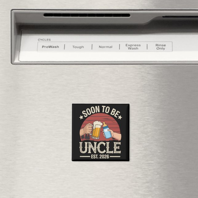 Soon To Be Uncle 2026 Retro Pregnancy Announcement Magnet (In Situ (Dishwasher))