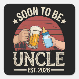 Soon To Be Uncle 2026 Retro Pregnancy Announcement Square Sticker