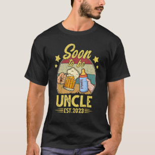 Soon To Be Uncle Est 2023 Men Retro First Time Unc T-Shirt