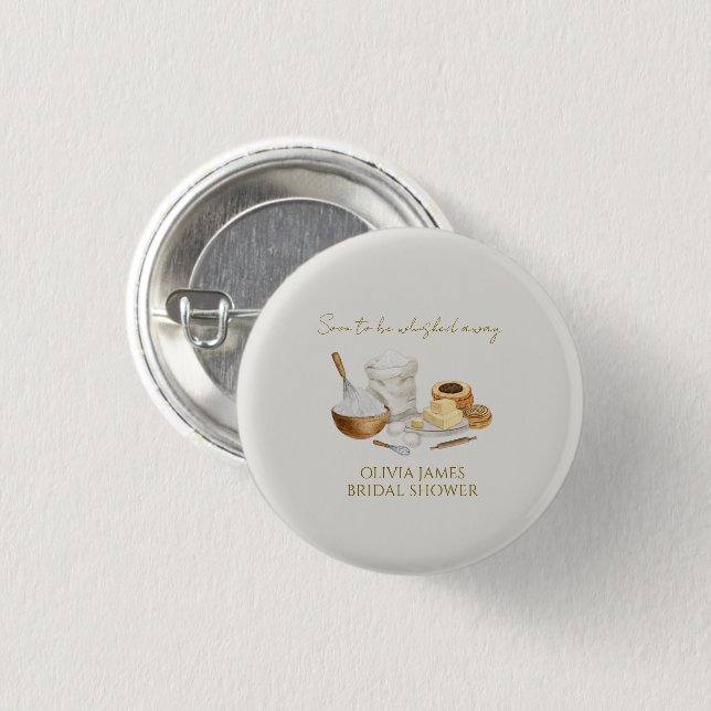 Soon to be whisked away bridal shower 3 cm round badge (Front & Back)