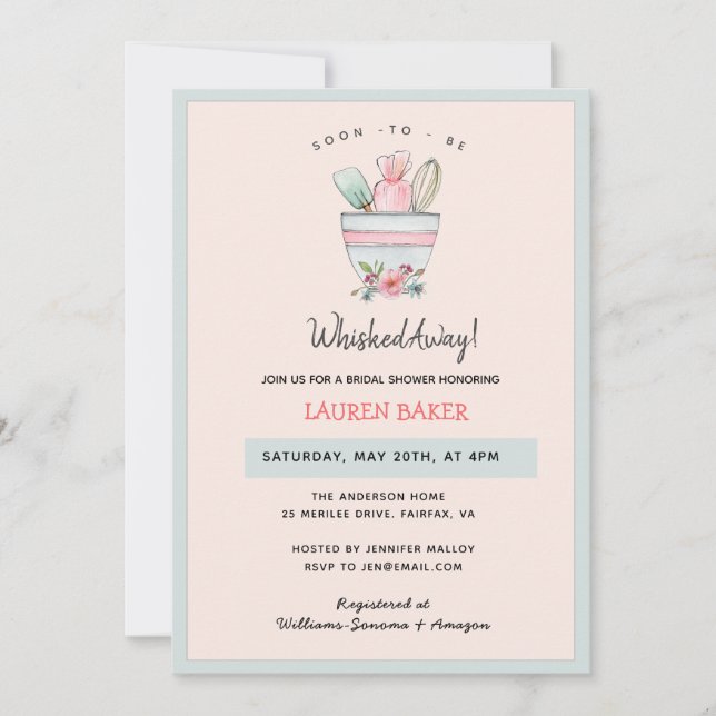 'Soon to be Whisked Away' Bridal Shower  Invitation (Front)