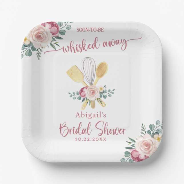 SOON TO BE WHISKED AWAY BRIDAL SHOWER PAPER PLATE (Front)