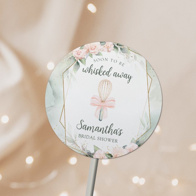 Soon to be Whisked Away Pink Floral Bridal Shower  Classic Round Sticker (Creator Uploaded)