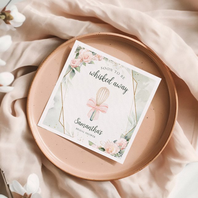 Soon to be Whisked Away Pink Floral Bridal Shower  Napkin (Creator Uploaded)