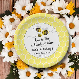 Soon To Bee A Family Of Three   Baby Shower Paper Plate