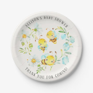 Soon to Bee Family of 3 Bee Baby Shower  Paper Plate