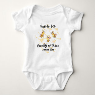 Soon to bee family of three baby bodysuit