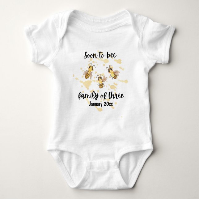 Soon to bee family of three baby bodysuit (Front)