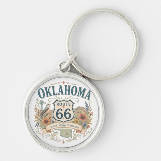 Sooner State Wildflower Road Keepsake Key Ring (Front)